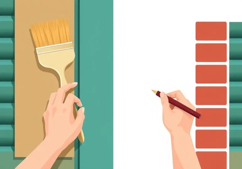 Mise en peinture au pinceau de volets et d'encadrements en bois